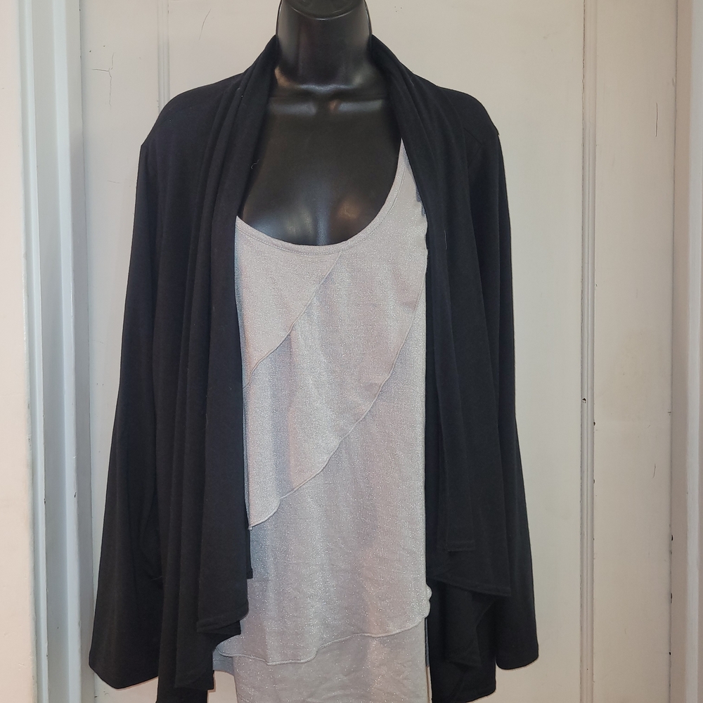 Croft & Barrow Black Open Front Cardigan